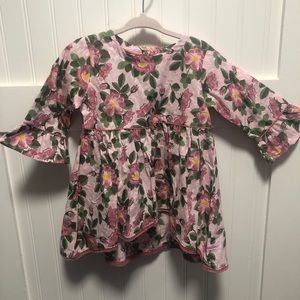 RuffleButts floral high-low top